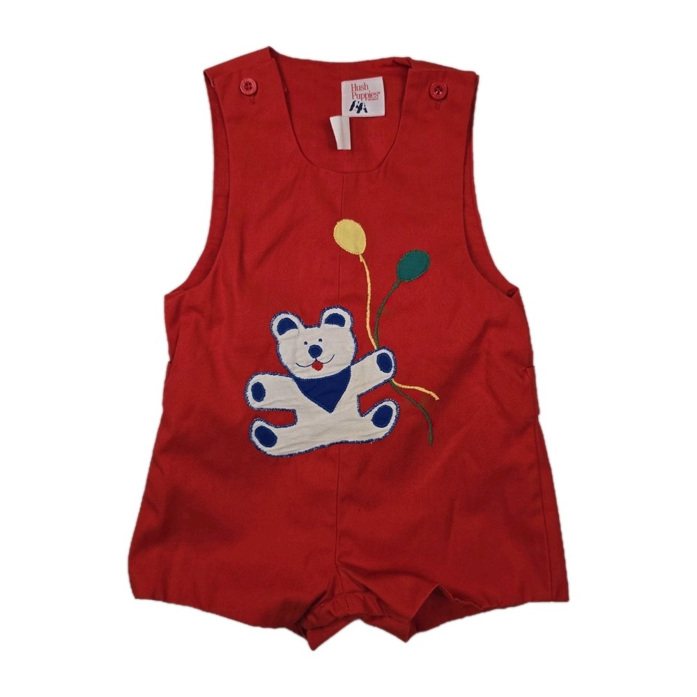 Hush Puppies 18 Months‎ Baby Vintage Red Romper Snap Bear Balloon